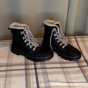 Dr. Martens Black Fur-Lined Combat Boots